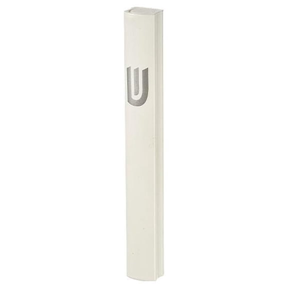 Art Judaica 24591 12 cm Dotted Design in Matte Silver Aluminium Mezuzah Cover with The Letter Shin