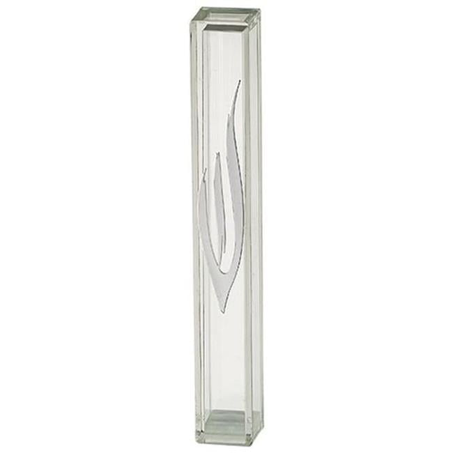 Art Judaica 24604 12 cm Transparent Plastic Mezuzah Cover with Rubber Cork - Silver SHIN