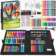 Art Kit, Vigorfun 181 Piece Drawing Painting Art Supplies for Kids Girls Boys Teens, Gifts Art Set Case Includes Oil Pastels, Crayons, Colored Pencils, Watercolor Cakes (Black)