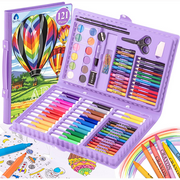 Art Kit, Vigorfun 121 Piece Drawing Painting Art Supplies for Kids Girls Boys Teens, Gifts Art Set Case Includes Oil Pastels, Crayons, Colored Pencils, Watercolor Cakes (Purple)