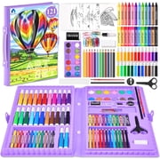 Art Kit, Vigorfun 121 Piece Drawing Painting Art Supplies for Kids Girls Boys Teens, Gifts Art Set Case Includes Oil Pastels, Crayons, Colored Pencils, Watercolor Cakes (Purple)