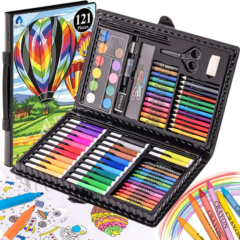 Art Kit, Vigorfun 121 Piece Drawing Painting Art Supplies for Kids Girls  Boys Teens, Gifts Art Set Case Includes Oil Pastels, Crayons, Colored  Pencils, Watercolor Cakes (Pink) 