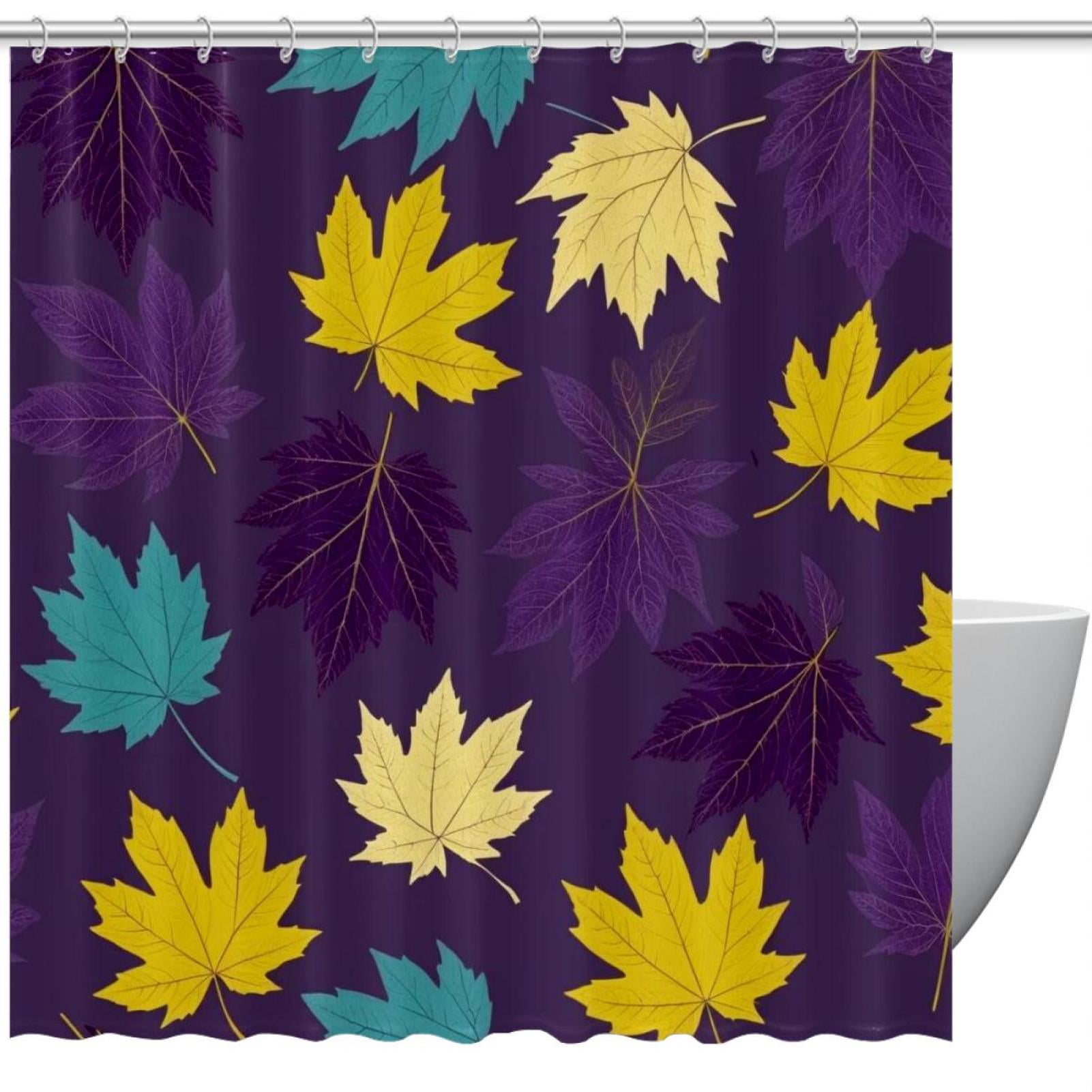 Art Leaf Shower Curtain for Bathroom, Waterproof and Durable , Fabric
