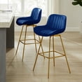 thumbnail image 1 of Art Leon Counter Height Bar Stools, 26" Height Swivel Velvet, Island Stools with Golden Metal Legs, Set of 2, Blue, 1 of 11