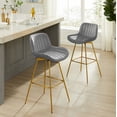 thumbnail image 1 of Art Leon Counter Height Bar Stools, 26" Height Swivel Velvet, Island Stools with Golden Metal Legs, Set of 2, Gray, 1 of 10