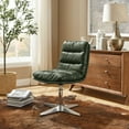 thumbnail image 1 of Art Leon Desk Chairs Mid-Century Genuine Leather Aluminum Alloy Base Green, 1 of 5