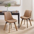 Art Leon Dining Chairs with Wooden Legs, Swivel PU Leather, Set of 2 ...