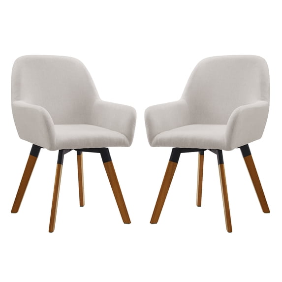 Art Leon Linen Fabric Accent Chair Swivel Desk Chair,Off-White