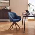 thumbnail image 1 of Art Leon Mid Century Accent Chair Fabric Swivel Beech Wood Legs, Blue, 1 of 4