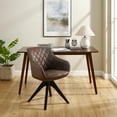 thumbnail image 1 of Art Leon Mid Century Accent Chair for Living Room, Faux Leather Swivel Desk Chair with Wood Legs, Mocha, 1 of 8