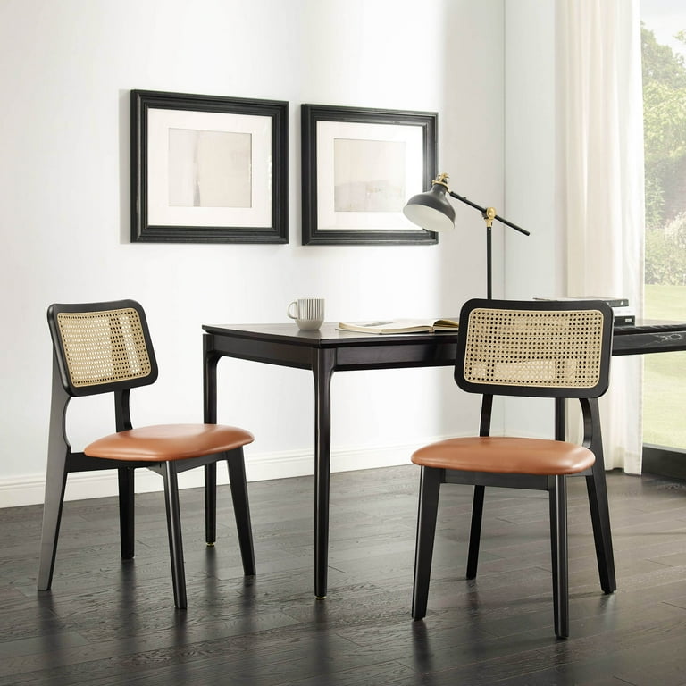 Cane and leather dining chair hotsell