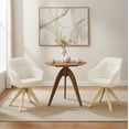 thumbnail image 1 of Art Leon Mid Century Modern Fabric Swivel Accent Chair with Beech Wood Legs, White, 1 of 5