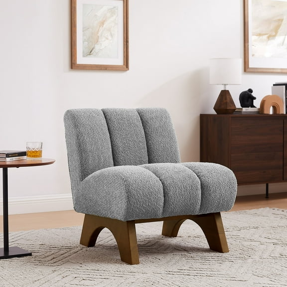 Art Leon Modern Accent Chair, Sherpa Fabric with Deep Upholstered,Single Sofa Chair for Living Room,Gray