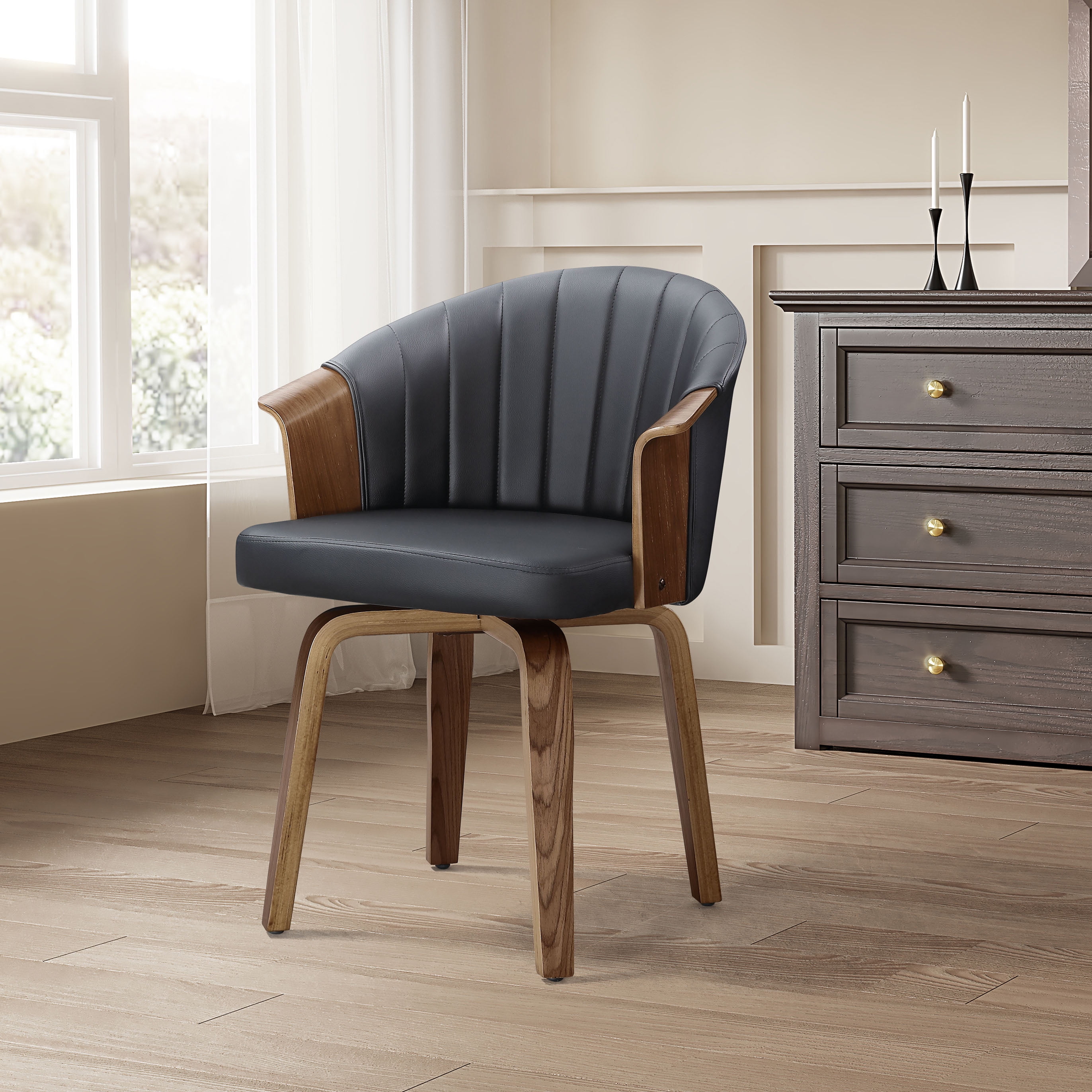 Art Leon Modern Accent Chairs, 360 Degree Swivel Faux Leather Plywood ...