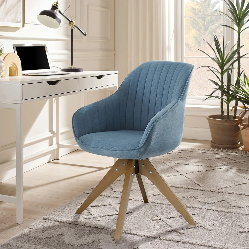 Art Leon Modern Home Office Swivel Arm Accent Chair with Wood Legs ...