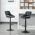 thumbnail image 1 of Art Leon Modern Open Back Barstools, Set of 2, Swivel Adjustable Height PU Leather, Black, 1 of 8