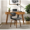 thumbnail image 1 of Art Leon Office Chair, Faux Leather Swivel Desk Chair with Wood Legs, Gray, 1 of 8