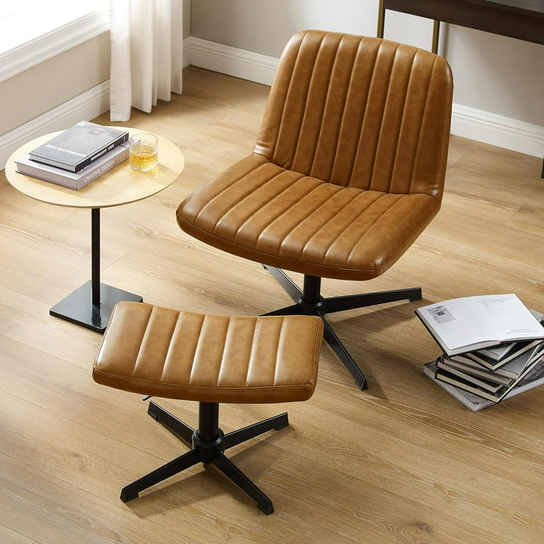 Art Leon Office Chair No Wheels with Ottoman and Pillow, Armless