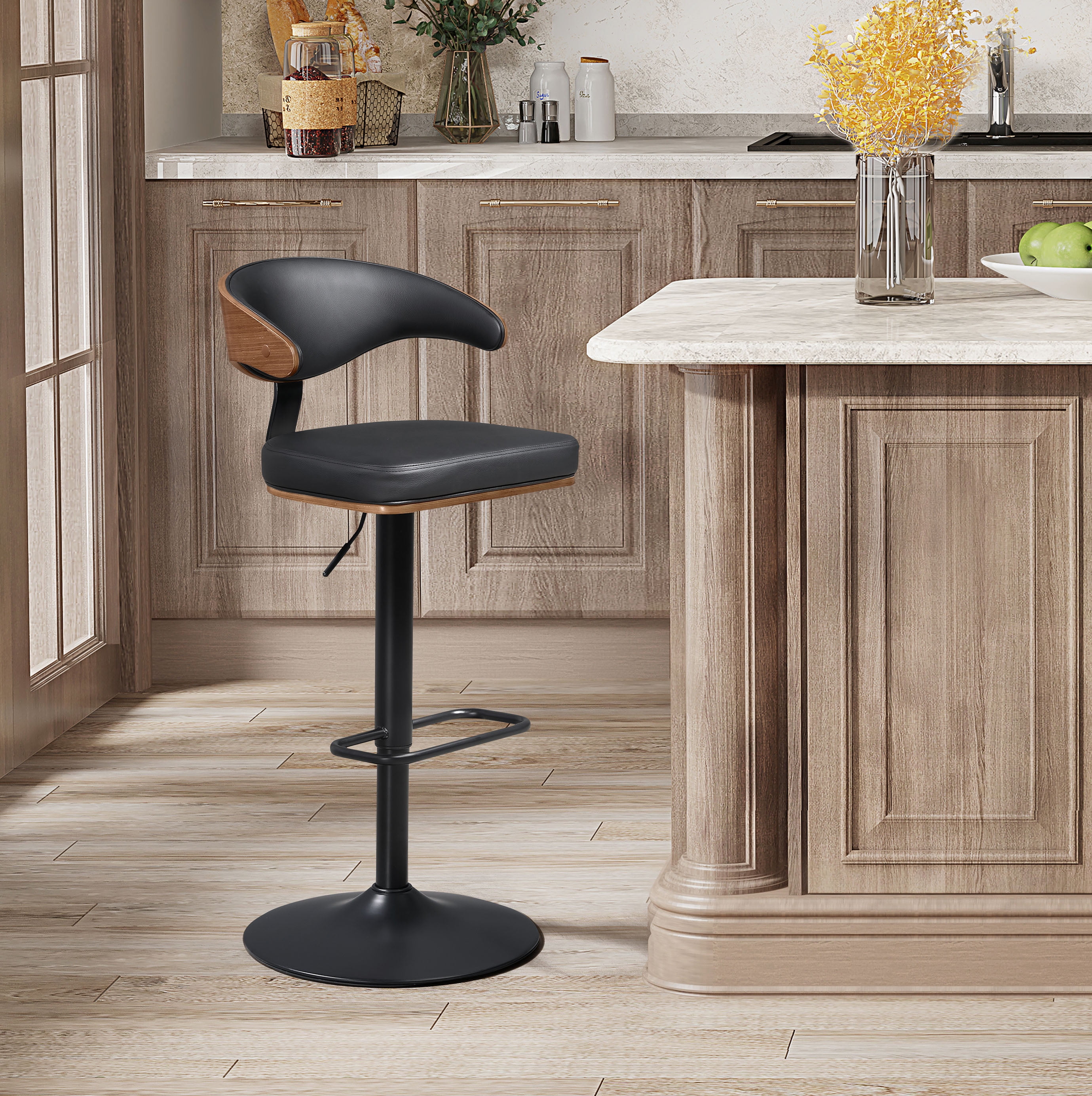 Art Leon Retro Bar Stools, 360 Degree Swivel Height Adjustable, Faux ...
