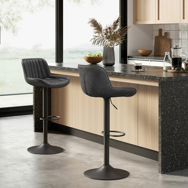 Art Leon Modern Counter Bar Stools Set of 2, Faux Leather