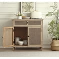 thumbnail image 1 of Art Leon Rustic Storage Cabinet with 2-Door&1Drawers Rattan Decoration Wood Finish,Oak Kitchen Console Table,Gray, 1 of 7