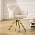 thumbnail image 1 of Art Leon Velvet Desk Chair for Office, Swivel Chair with Gold Plated Legs,Off-White, 1 of 10