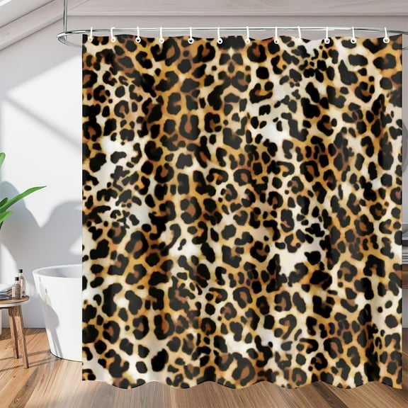Art Leopard Shower Curtain Fabric Shower Curtain Set with 12 Hooks Waterproof 72 * 72 Inches for Bathroom Beach Caravan Hotel