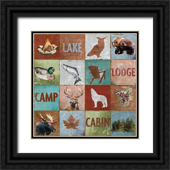 Art Licensing Studio 12x12 Black Ornate Wood Framed with Double Matting Museum Art Print Titled - North Woods Squares