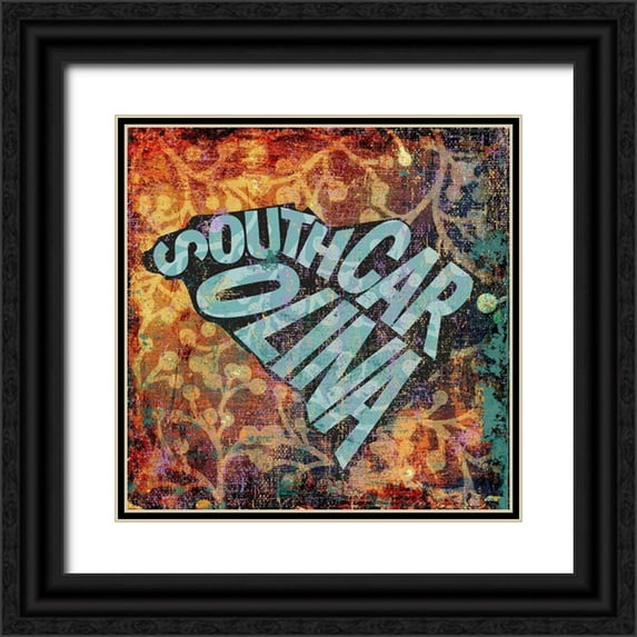 Art Licensing Studio 12x12 Black Ornate Wood Framed with Double Matting Museum Art Print Titled - South Carolina