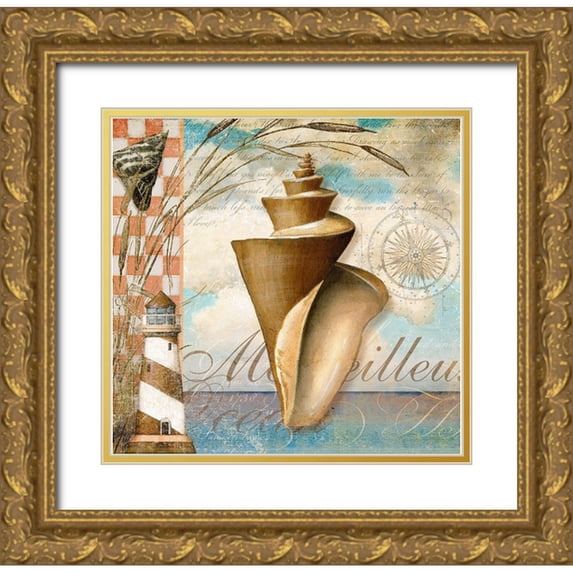 Art Licensing Studio 12x12 Gold Ornate Wood Framed with Double Matting Museum Art Print Titled - Shell Dreams 1