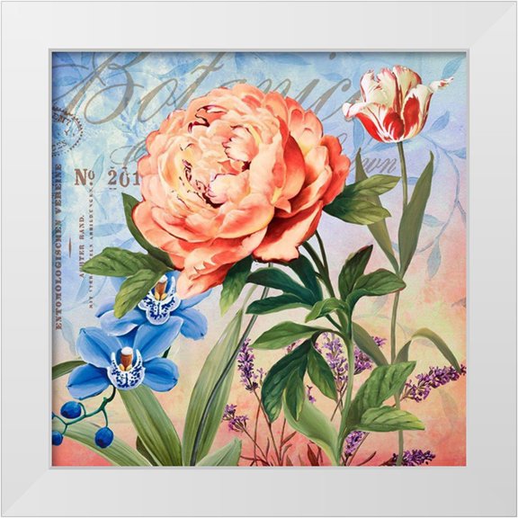 Art Licensing Studio 12x12 White Modern Wood Framed Museum Art Print Titled - Botanique with Peony