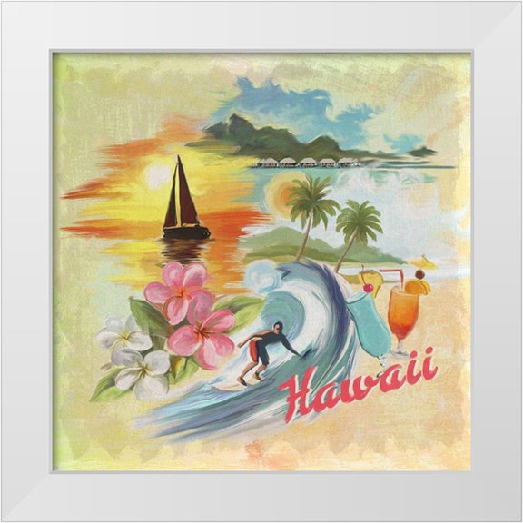Art Licensing Studio 12x12 White Modern Wood Framed Museum Art Print Titled - Hawaii Paradise Pattern