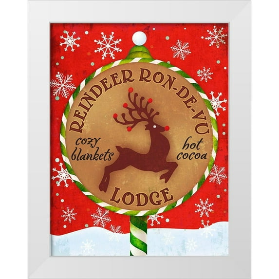 Art Licensing Studio 12x14 White Modern Wood Framed Museum Art Print Titled - Reindeer Lodge