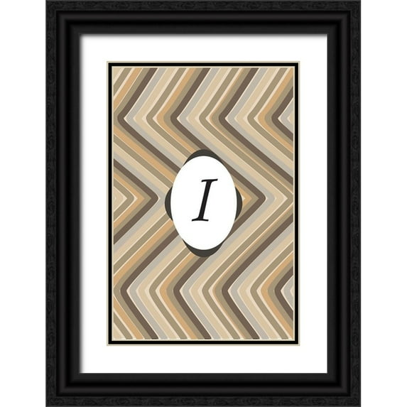 Art Licensing Studio 13x18 Black Ornate Wood Framed with Double Matting Museum Art Print Titled - Initials Pattern I