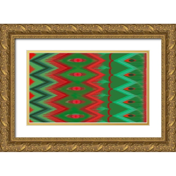 Art Licensing Studio 14x10 Gold Ornate Wood Framed with Double Matting Museum Art Print Titled - Christmas blast ikat I