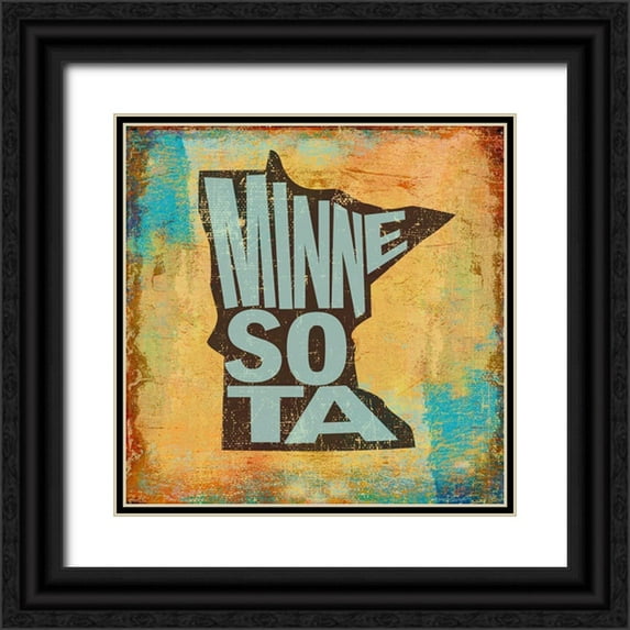 Art Licensing Studio 15x15 Black Ornate Wood Framed with Double Matting Museum Art Print Titled - Minnesota