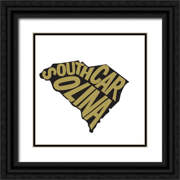 Art Licensing Studio 15x15 Black Ornate Wood Framed with Double Matting Museum Art Print Titled - South Carolina