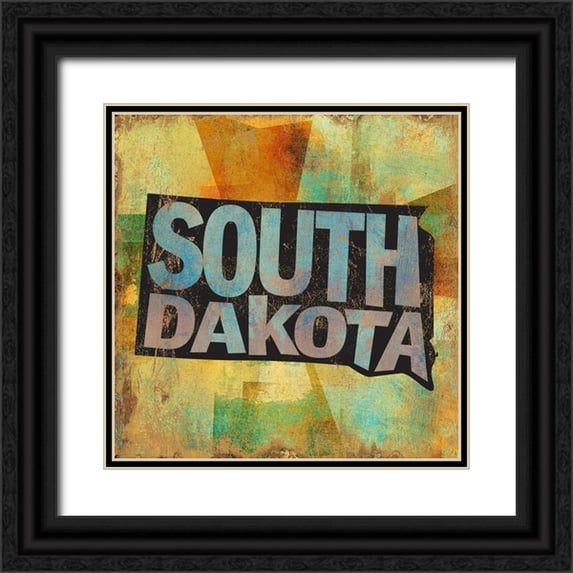 Art Licensing Studio 15x15 Black Ornate Wood Framed with Double Matting Museum Art Print Titled - South Dakota