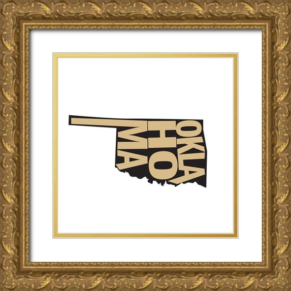 Art Licensing Studio 15x15 Gold Ornate Wood Framed with Double Matting Museum Art Print Titled - Oklahoma