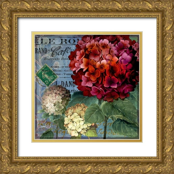 Art Licensing Studio 15x15 Gold Ornate Wood Framed with Double Matting Museum Art Print Titled - Rouge From the Garden I