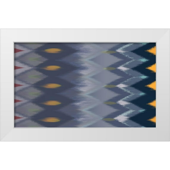 Art Licensing Studio 18x12 White Modern Wood Framed Museum Art Print Titled - Windy Rug Pattern in Blues