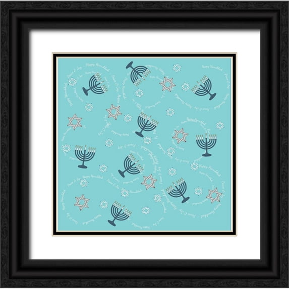 Art Licensing Studio 20x20 Black Ornate Wood Framed with Double Matting Museum Art Print Titled - Hanukkah 1
