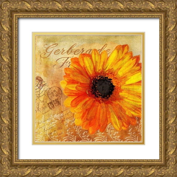 Art Licensing Studio 20x20 Gold Ornate Wood Framed with Double Matting Museum Art Print Titled - Golden Gerbera I