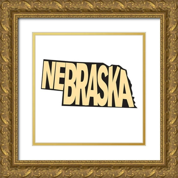 Art Licensing Studio 20x20 Gold Ornate Wood Framed with Double Matting Museum Art Print Titled - Nebraska