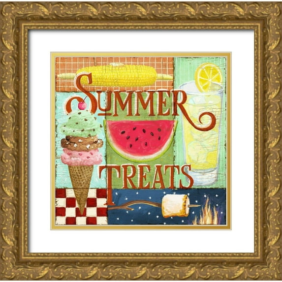 Art Licensing Studio 20x20 Gold Ornate Wood Framed with Double Matting Museum Art Print Titled - Summer Treats