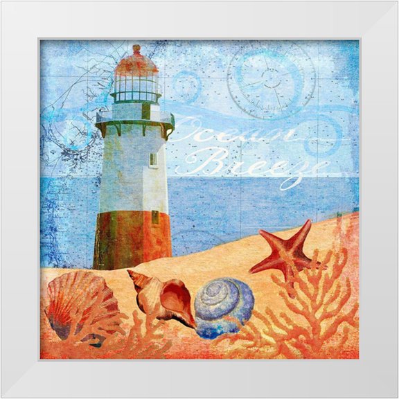 Art Licensing Studio 20x20 White Modern Wood Framed Museum Art Print Titled - Ocean Breeze Lighthouse