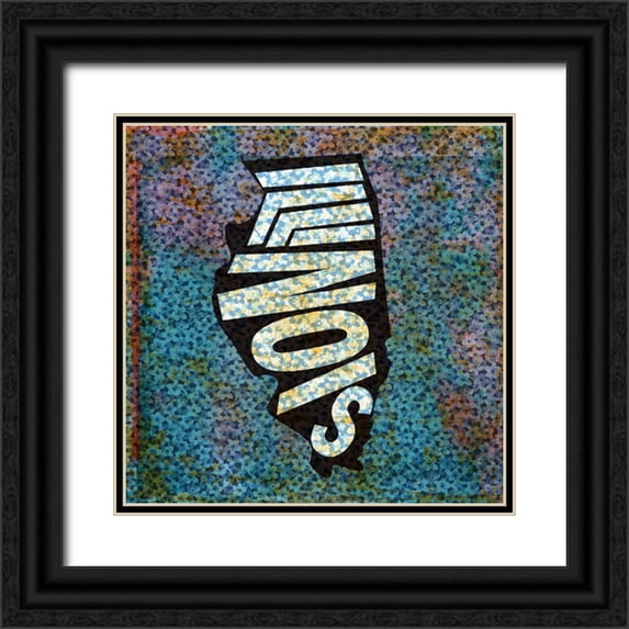 Art Licensing Studio 26x26 Black Ornate Wood Framed with Double Matting Museum Art Print Titled - Illinois