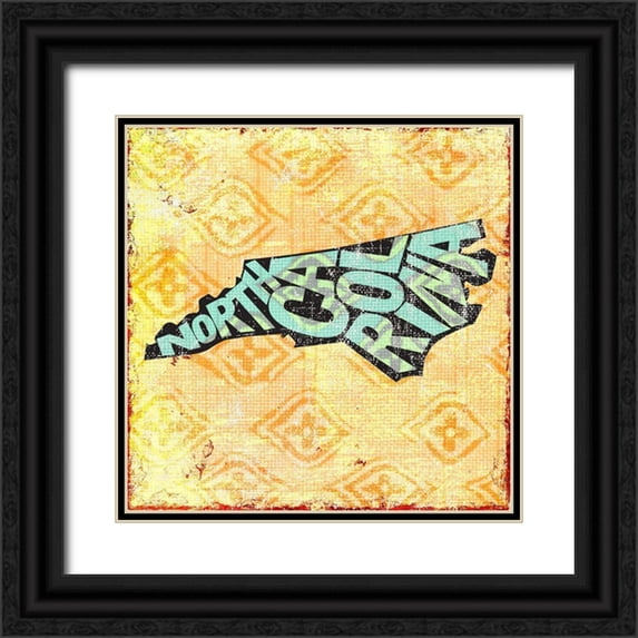 Art Licensing Studio 26x26 Black Ornate Wood Framed with Double Matting Museum Art Print Titled - North Carolina