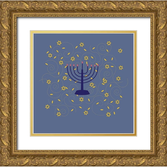 Art Licensing Studio 26x26 Gold Ornate Wood Framed with Double Matting Museum Art Print Titled - Hanukkah 5