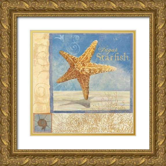 Art Licensing Studio 26x26 Gold Ornate Wood Framed with Double Matting Museum Art Print Titled - Ocean Beauties IV